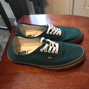 Green vans brown sole